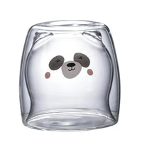 250ML Double Glass Cup Coffee Mug Bear Cat Dog Animal Transparent Cute Milk Juice Tea Drinking Cups Birthday Party Wine Glasses