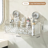 Bathroom Shelf Wall Mounted Non Perforated Suction Cup Storage Basket With Glacier Pattern For Home Storage Products