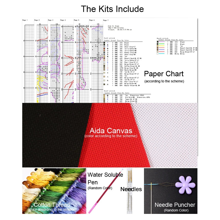 Amishop-Counted Cross Stitch Kit, The Natural Animals and Garden Flowers Little House, Beautiful Lovely, Dim 03731