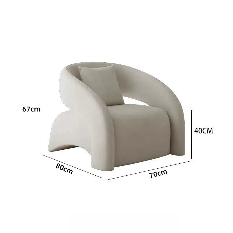 Modern European style lazy single sofa, simple style leisure chair, light luxury high-end sofa chair, frosted velvet fabric