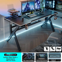 Gaming Desk Two-Stage Split Plate Desktop Home Mountable Monitor Stand Carbon Fiber Textured Solid Wood Computer Desk