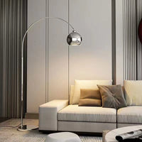 Style Silver Adjustable Floor Lamp for Living Room Bedroom Sofa Side Standing Light Adjustable Height Modern Minimalist Decor