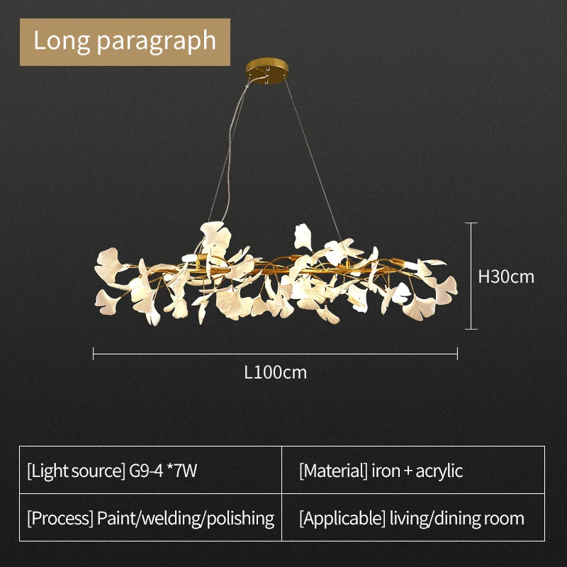 Nordic Ceramic LED Chandeliers Can Be Used For Living Rooms, Dining Rooms, Modern Ginkgo Leaf Lamp, And Room Decoration Lights