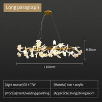 Nordic Ceramic LED Chandeliers Can Be Used For Living Rooms, Dining Rooms, Modern Ginkgo Leaf Lamp, And Room Decoration Lights