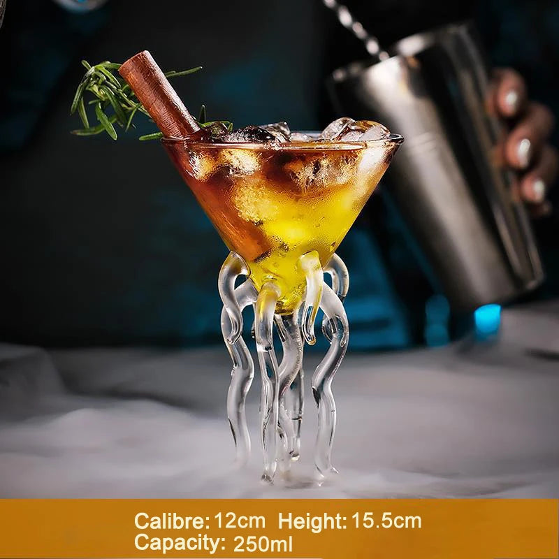 Creative Cocktail Glass Thorn Fish-Shaped Goblet Glass Bar KTV Nightclub Party Drinking Cup Octopus Bird-Shaped Wine Juice Cup