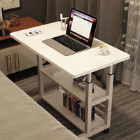 Height Adjustable Computer Desk Standing Desk Bedside Smart Game Office Desk Mobile Study Table with Rolling Wheel 60*40cm