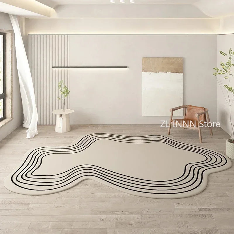 Cream Color Irregular Oval Carpets for Living Room Children Bedroom Rug Ins Soft Fluffy Bedside Rugs Short Plush Large Area Mats