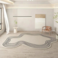 Cream Color Irregular Oval Carpets for Living Room Children Bedroom Rug Ins Soft Fluffy Bedside Rugs Short Plush Large Area Mats