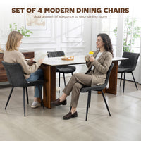 Dining Chairs Set of 4, PU Leather Upholstered Kitchen Chairs with Backrest and Steel Legs, Black