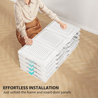 Portable Wardrobe, Foldable Plastic with 8 Compartments, 2 Hanging Rods and Magnetic Doors, White