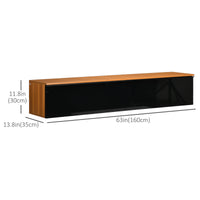 Wall Mounted TV Stand, Floating TV Cabinet with Storage, for TVs up to 70", High Gloss Effect, Brown and Black