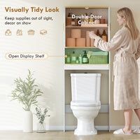 Over the Toilet Storage Shelf Adjustable Shelf Over the Toilet Storage Cabinet for Bathroom White and Oak