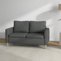56" 2 Seat Sofa, Modern Love Seats Furniture, Upholstered 2 Seater Couch with Side Pockets, Solid Wood Frame, Grey