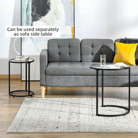 Set of 2 Nesting Coffee Tables with Metal Base, Round Side Table with Tempered Glass Tabletop for Living Room, Bedroom, Black