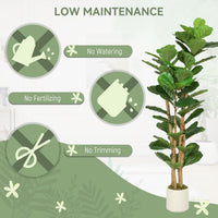 5FT Artificial Fiddle Leaf Fig Tree, Fake Potted Tree with Solid Wood Trunks for Indoor Decor, Green