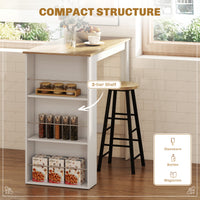 Bar Table Counter Height Dining Table with 3 Storage Shelves for Kitchen, Dining Room, Living Room, White
