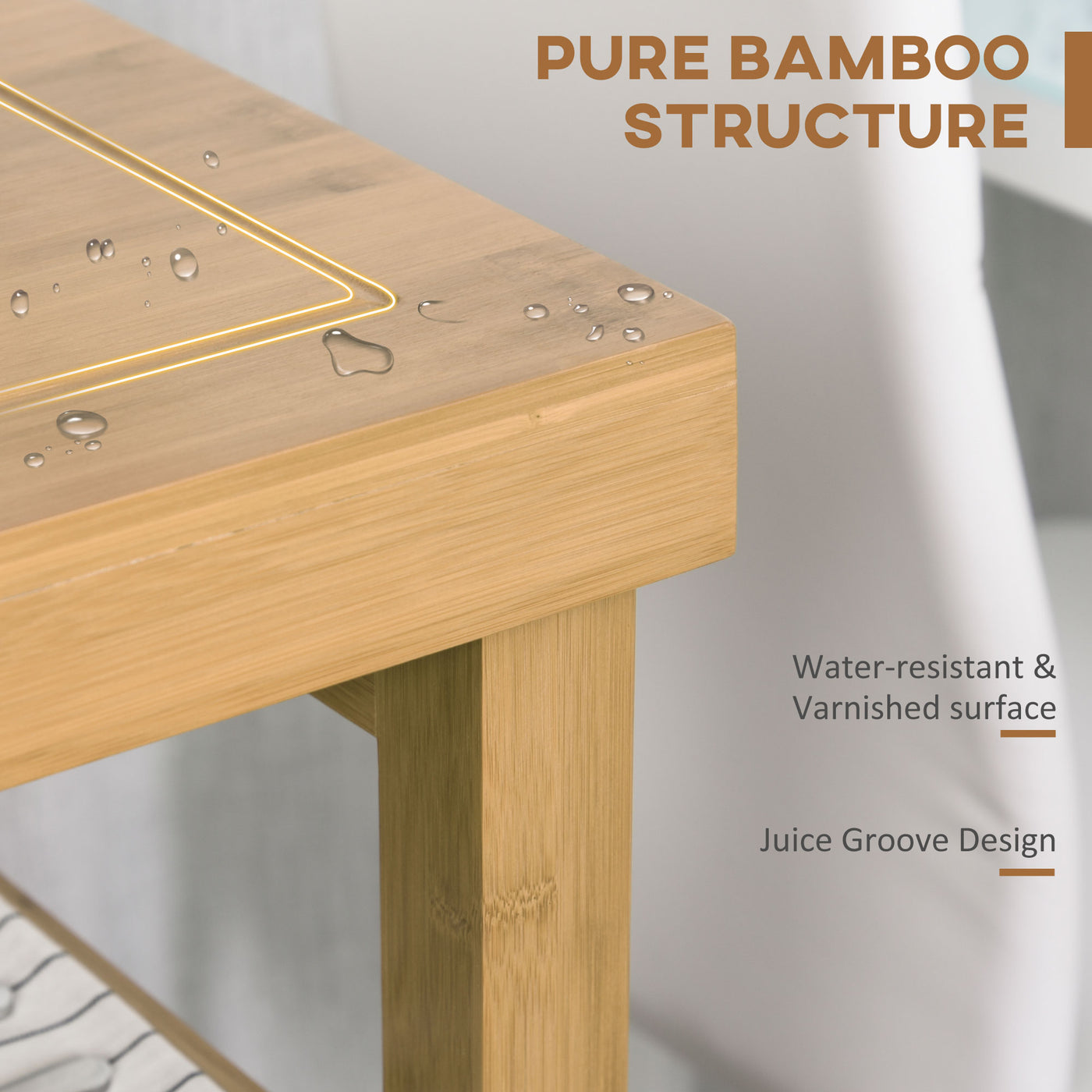Bamboo Rolling Kitchen Island Trolley with Drawers & Shelves