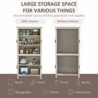 64" Kitchen Pantry Cabinet, Freestanding Storage Cabinet with 4 Doors, 3 Adjustable Shelves, Antique White