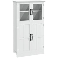 Modern Sideboard Cabinet, Freestanding Sideboards and Buffets with Glass Doors, 4-tier Shelving and Adjustable Shelves