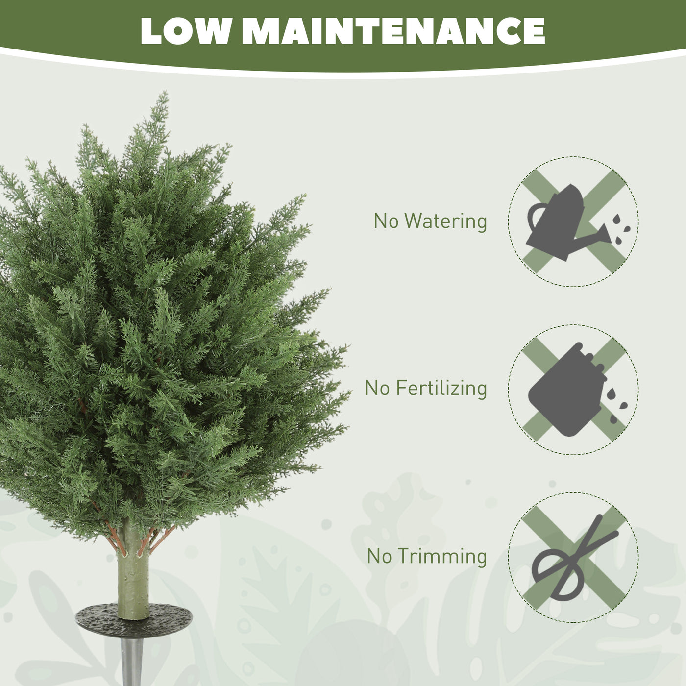 24" Artificial Cypress Trees with Ground Stake, Set of 2 Artificial Plants for Indoor & Outdoor, UV Resistant, Green