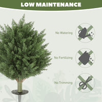 24" Artificial Cypress Trees with Ground Stake, Set of 2 Artificial Plants for Indoor & Outdoor, UV Resistant, Green