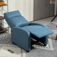 Fabric Recliner Chair Manual Home Theater Seating Single Reclining Sofa Chair with Padded Seat for Living Room, Blue