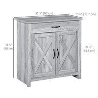 Farmhouse Sideboard Buffet Cabinet, Storage Cabinet with Barn Doors, Grey Grain