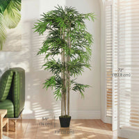 6FT Artificial Bamboo Tree, Fake Plant with 1530 Leaves, Greenery Plant in Nursery Pot for Indoor, Green