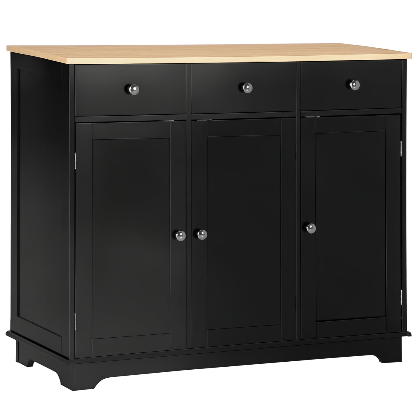 Modern Sideboard, Buffet Cabinet with Storage Cabinets, Drawers and Adjustable Shelves for Living Room, Black