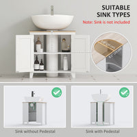 Bathroom Sink Vanity Unit, Under Sink Bathroom Cabinet with U-Shape Design and Adjustable Shelf, White