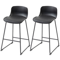 Modern Bar Stools Set of 2, PU Leather Barstools, Counter Height Kitchen Chairs for Breakfast Bars, Dining Room, Black
