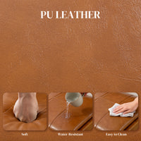 Set of 2 Kitchen Chairs, Button Tufted PU Leather Upholstered Dining Chairs with Rubberwood Legs for Dining Room, Brown