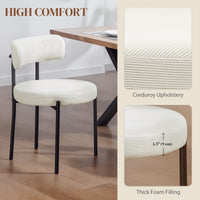 4 Pieces Kitchen Chairs, Modern Dining Chairs with Corduroy Upholstery and Steel Legs for Living Room, Beige