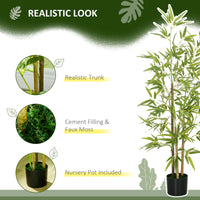 Set of 2 4ft Artificial Tree, Indoor Fake Bamboo with Pot, for Home Office Living Room Decor