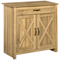 Farmhouse Sideboard Buffet Cabinet, Storage Cabinet with Barn Doors, Distressed Brown