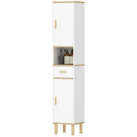 Tall Bathroom Storage Cabinet, Freestanding Bathroom Cabinet with Drawer, Adjustable Shelves, Open Compartment, White
