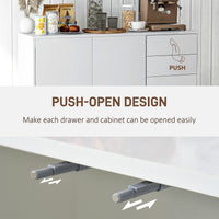 Kitchen Sideboard Storage Cabinet, Modern Coffee Bar with Push-Open Design and 2 Drawers for Living Room, White