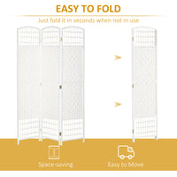 3 Panel Folding Room Divider, Portable Privacy Screen, Wave Fiber Room Partition for Home Office, White