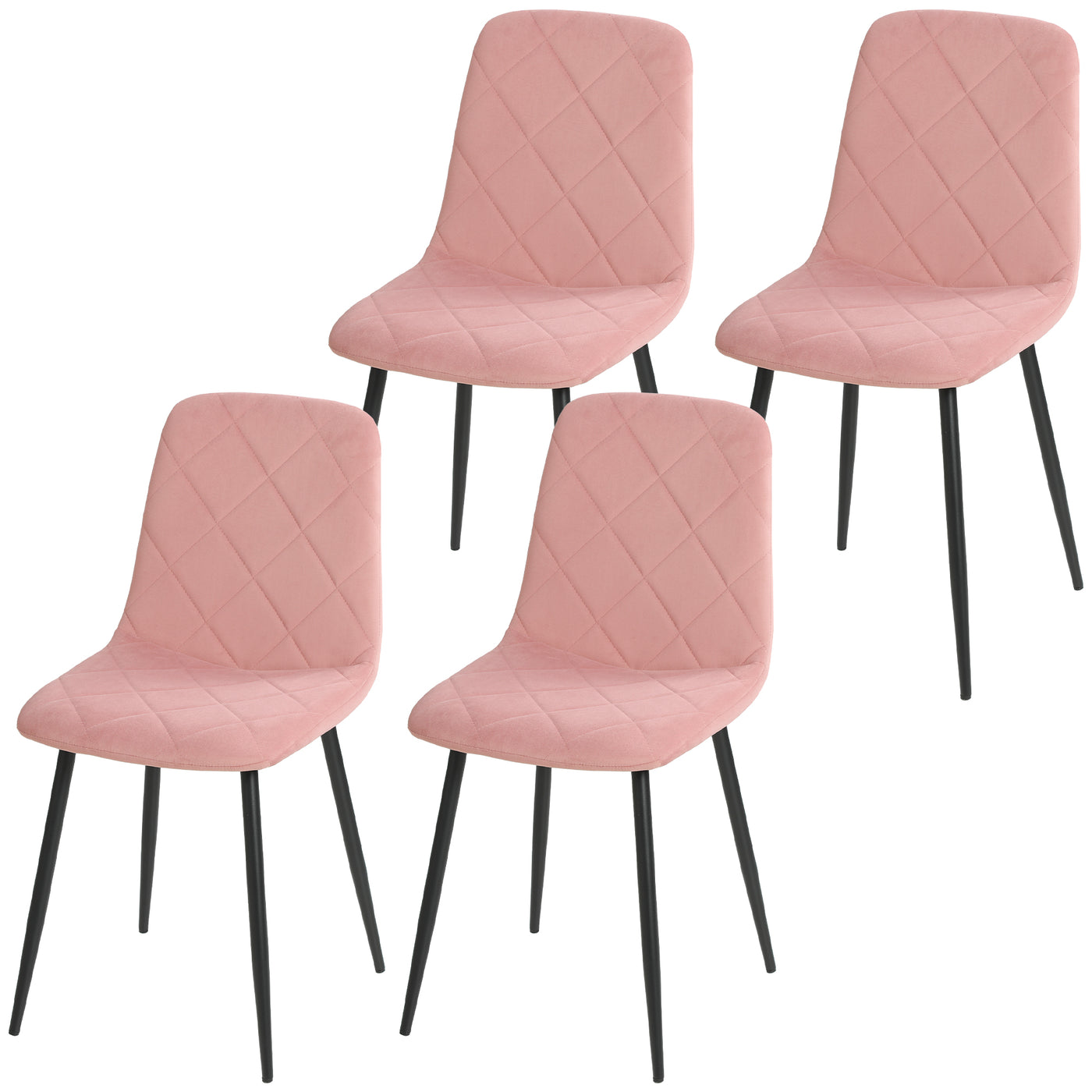 Dining Chairs Set of 4, Upholstered Dining Room Chairs with Steel Legs, Modern Kitchen Chair for Dining Room, Pink