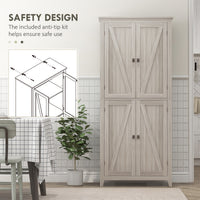 72" Freestanding Storage Cabinet, Kitchen Pantry Cabinet with Doors and Shelves for Dining Room, Grey