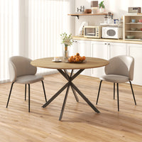 47" Round Kitchen Table for 4, Industrial Dining Table with Steel Legs for Dining Room, Brown and Black