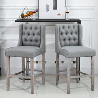 Set of 2 40Inch Button Tufted Bar stools High Counter Dining Height Chairs Grey