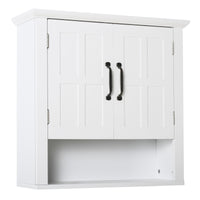 Wall Mount Bathroom Cabinet, Storage Organizer Kitchen Cupboard with 2 Doors and Adjustable Shelf White