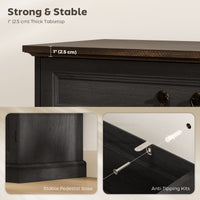 Buffet Cabinet, 32" Farmhouse Sideboard with Thick Top, Quiet Drawer and Adjustable Shelf, Black Wood Grain