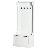 4-In-1 Hall Tree with Coat Rack, Top Shelf, Shoe Storage and Bench Seat, Entryway Bench with 4 Hooks