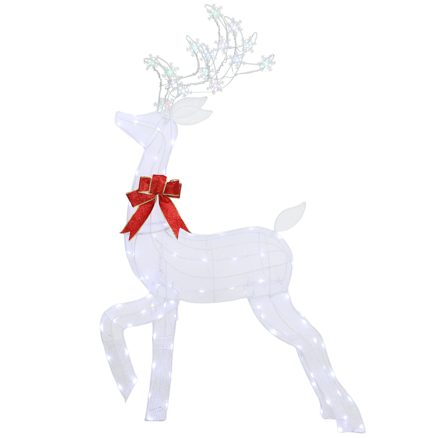4.3FT Lighted Christmas Reindeer, Christmas Decor with RGB and Warm White LEDs, Stakes and Zip Ties, IP44 Waterproof