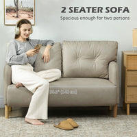 58" 2 Seat Sofa, Modern Love Seats Furniture, Upholstered 2 Seater Couch, Solid Wood Frame, Beige