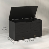 31.5 Inches Storage Chest, Storage Trunk with 2 Safety Hinges for Living Room, Black Wood Grain