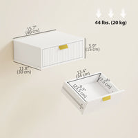 Modern Floating Nightstands Set of 2, Wall Mounted Bedside Tables with Wave Drawer White