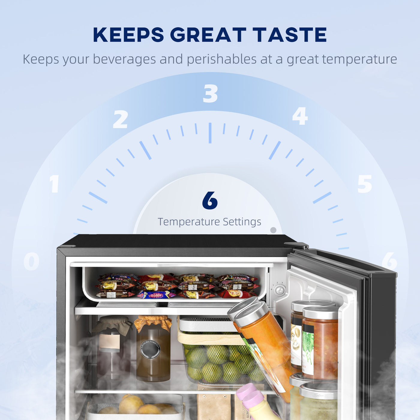 4.5 Cu Ft Mini Fridge with Freezer, Wheels, Single Door Refrigerator, Adjustable Thermostat, Reversible Door, Black
